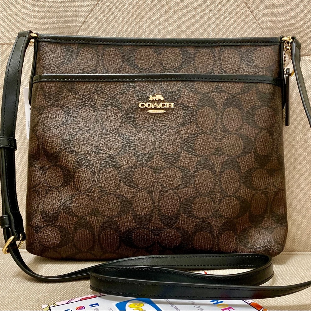 COACH File Crossbody in Signature Canvas (Brown/Black)
